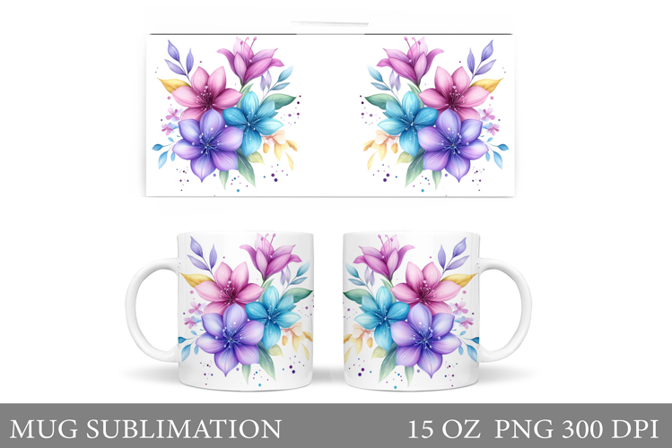 Flowers Mug Design. Floral Mug Sublimation