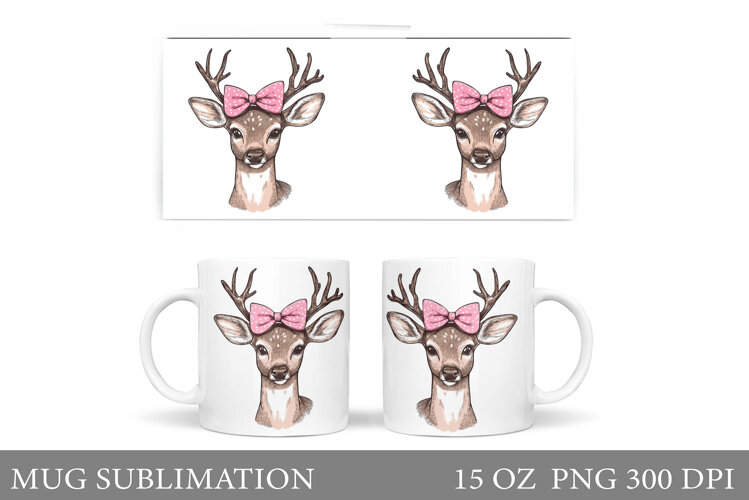 Cute Deer Mug Design. Cute Deer Sublimation example image 1