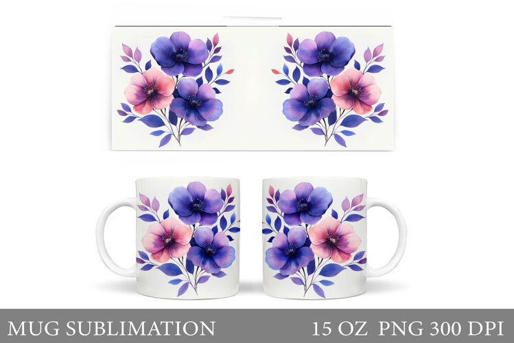 Flowers Mug Sublimation. Wildflowers Mug Design example image 1