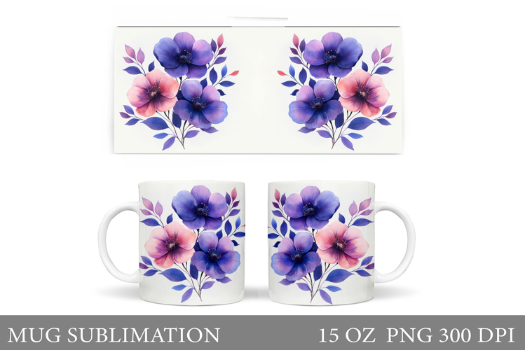 Flowers Mug Sublimation. Wildflowers Mug Design