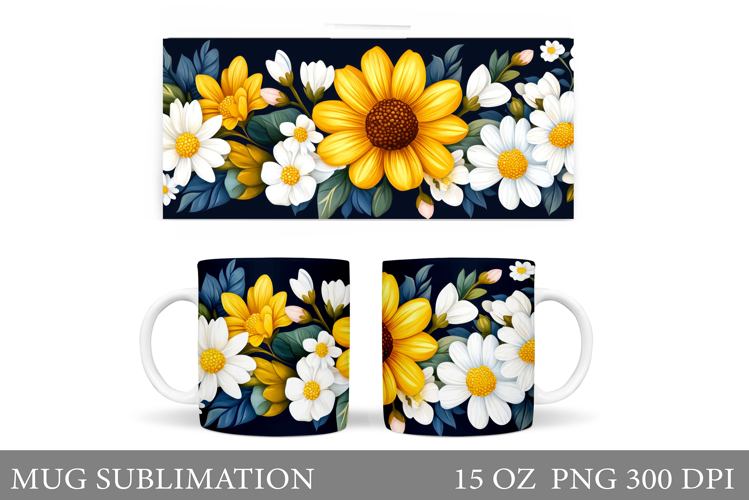Flowers Mug Design. Floral Mug Sublimation