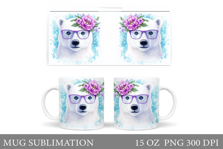 Cute Bear Mug Design. Polar Bear Sublimation