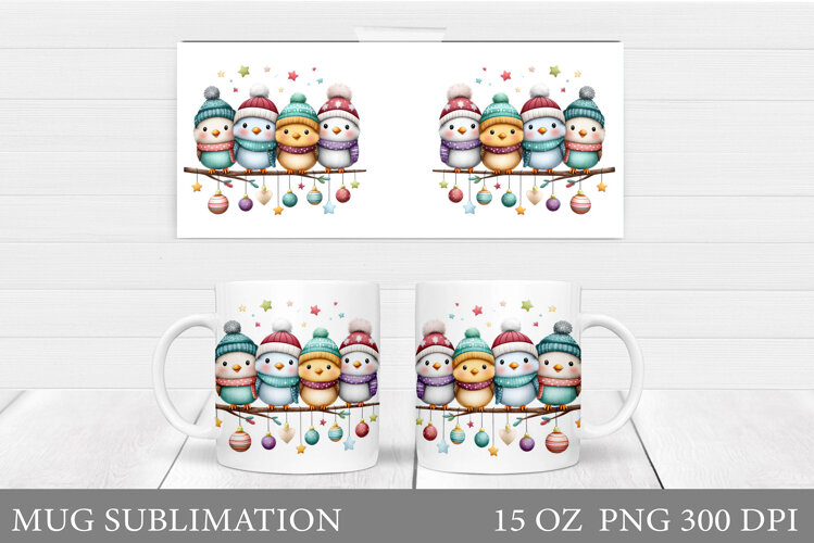 Christmas Bird Mug Design. Christmas Mug Sublimation example image 1