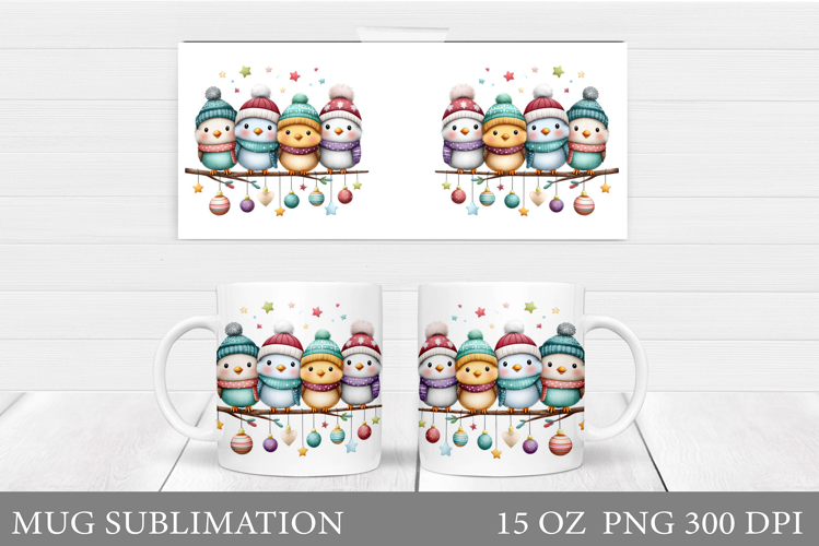 Christmas Bird Mug Design. Christmas Mug Sublimation