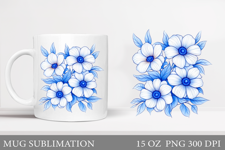 Flowers Mug Design. Flowers Sublimation