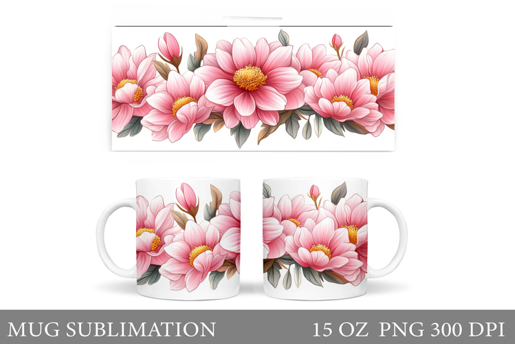 Flowers Mug Design. Floral Mug Sublimation