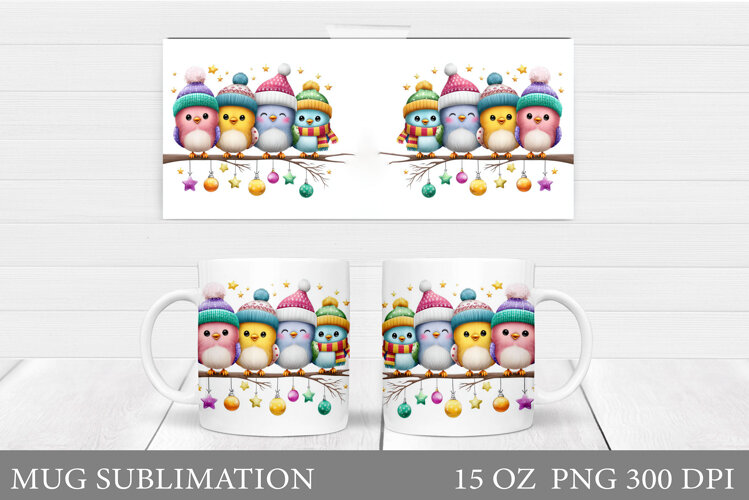 Christmas Bird Mug Design. Christmas Mug Sublimation example image 1
