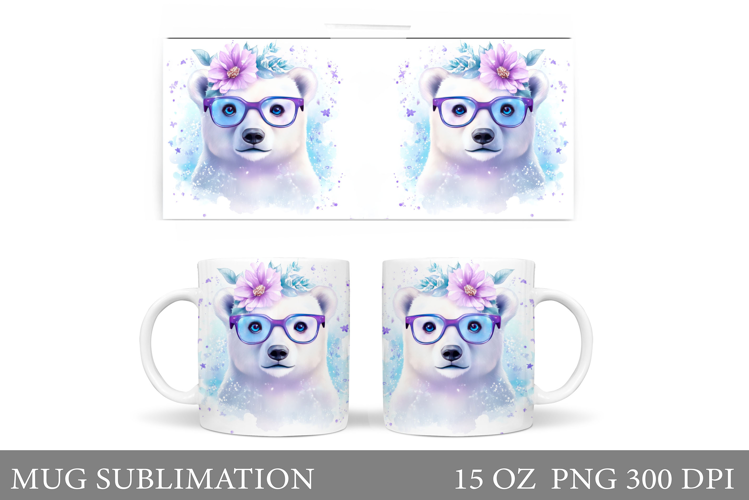 Cute Bear Mug Design. Polar Bear Sublimation