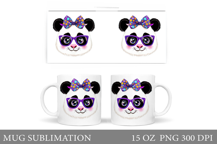 Cute Panda Mug Sublimation. Panda Glasses Mug Design