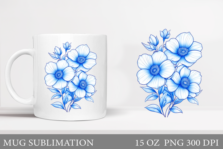 Flowers Mug Design. Floral Mug Sublimation