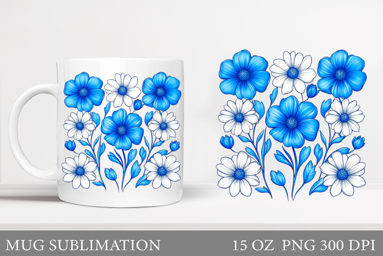Flowers Mug Design. Floral Mug Sublimation