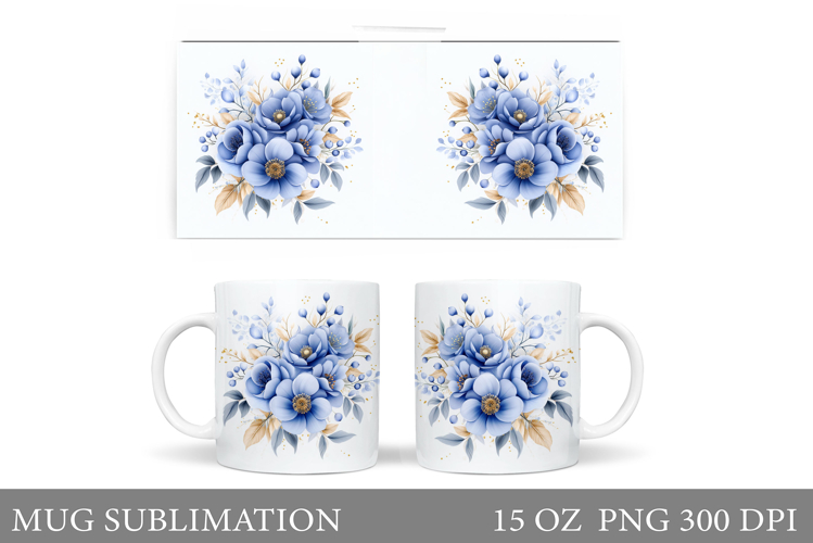 Flowers Mug Sublimation. Floral Mug Design
