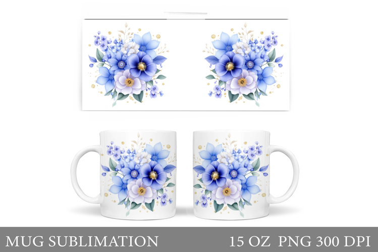 Flowers Mug Sublimation. Floral Mug Wrap Design