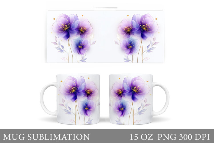 Flowers Mug Design. Floral Mug Sublimation example image 1
