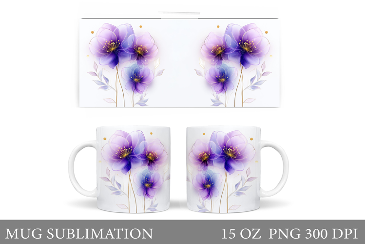 Flowers Mug Design. Floral Mug Sublimation