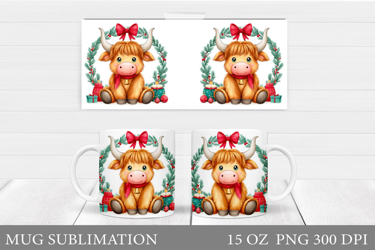 Christmas Cow Mug Design. Christmas Mug Sublimation