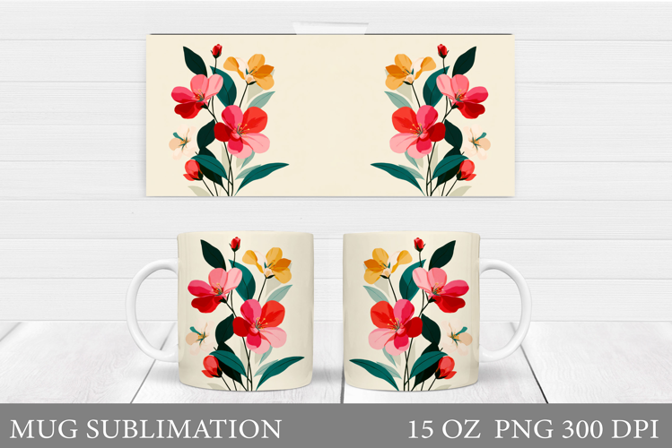 Flowers Mug Sublimation. Wildflowers Mug Design