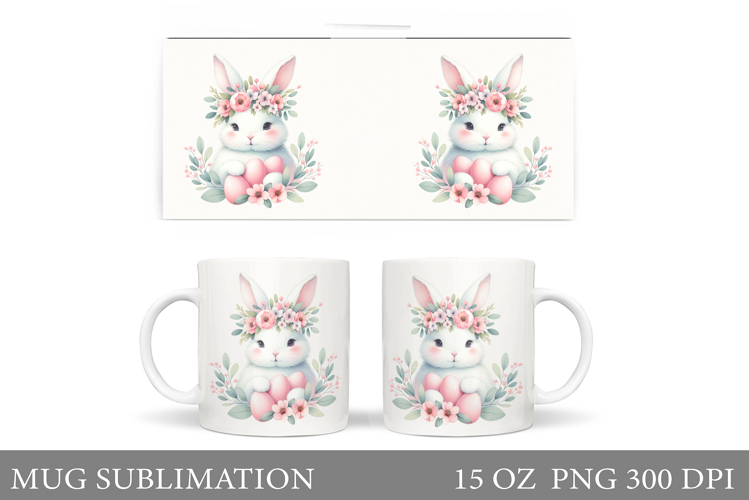 Easter Bunny Mug Design. Bunny Easter Mug Wrap Sublimation