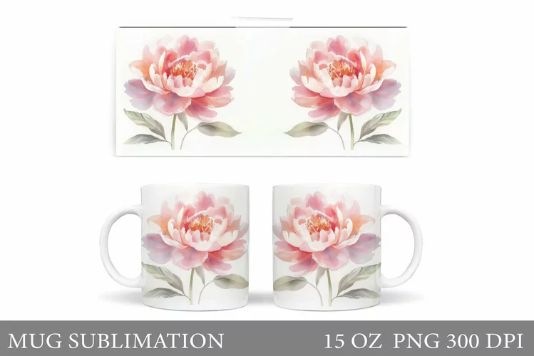 Flowers Mug Sublimation. Floral Mug Design