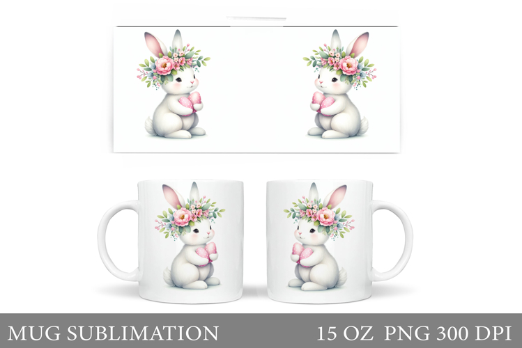 Easter Bunny Mug Design. Easter Mug Wrap Sublimation