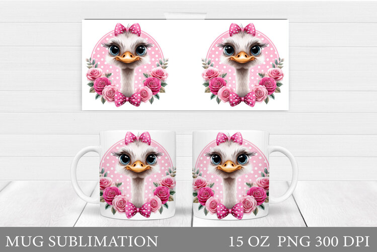 Cute Ostrich Mug Design. Cute Ostrich Sublimation example image 1