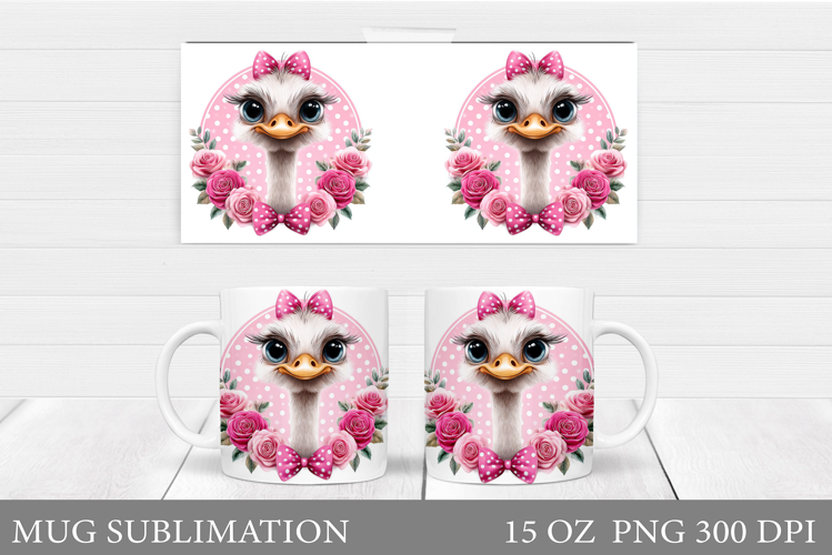 Cute Ostrich Mug Design. Cute Ostrich Sublimation