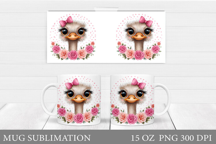 Cute Ostrich Mug Design. Cute Ostrich Sublimation example image 1