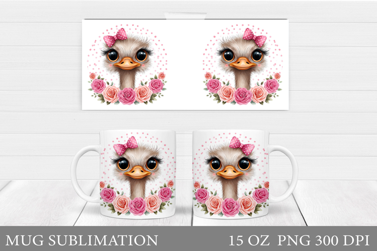 Cute Ostrich Mug Design. Cute Ostrich Sublimation