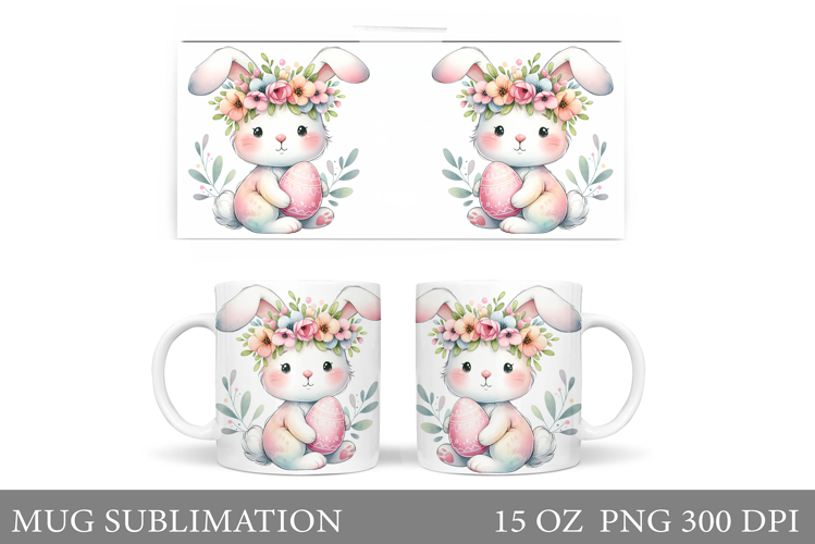 Easter Bunny Mug Design. Bunny Easter Mug Wrap Sublimation