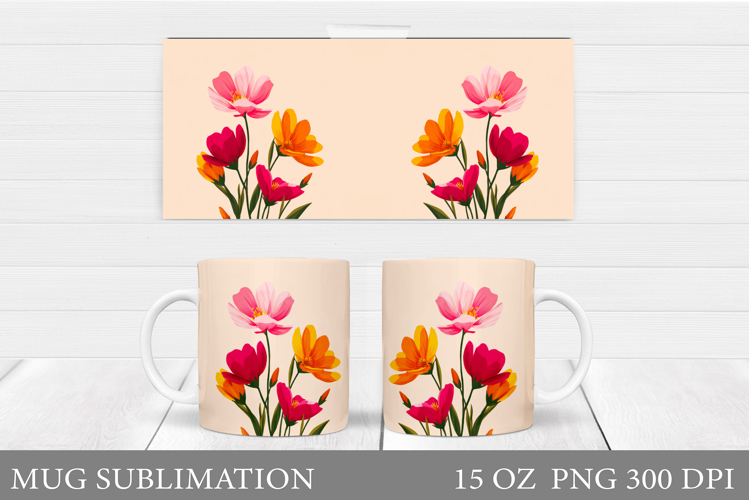 Flowers Mug Sublimation. Wildflowers Mug Design