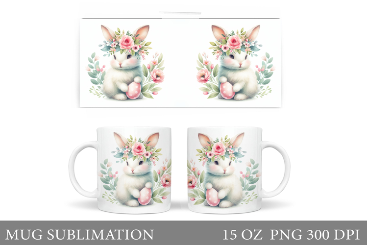 Easter Bunny Mug Design. Bunny Easter Mug Wrap Sublimation