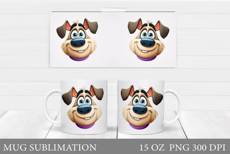 Cute Dog Mug Sublimation. Funny Dog Mug Wrap Design