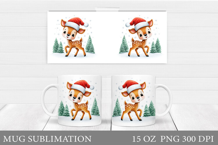 Christmas Deer Mug Design. Cute Deer Mug Sublimation example image 1