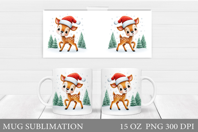 Christmas Deer Mug Design. Cute Deer Mug Sublimation