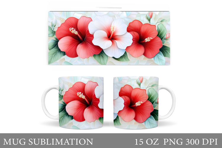 Flowers Mug Sublimation. Floral Mug Wrap Design