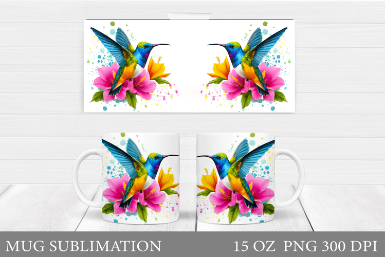 Hummingbird Mug Design. Flowers Mug Sublimation