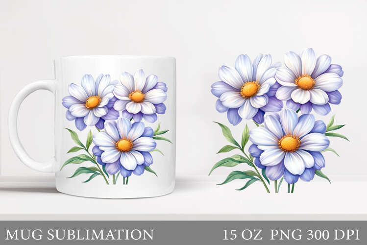 Daisy Flowers Mug Design. Flowers Mug Sublimation example image 1