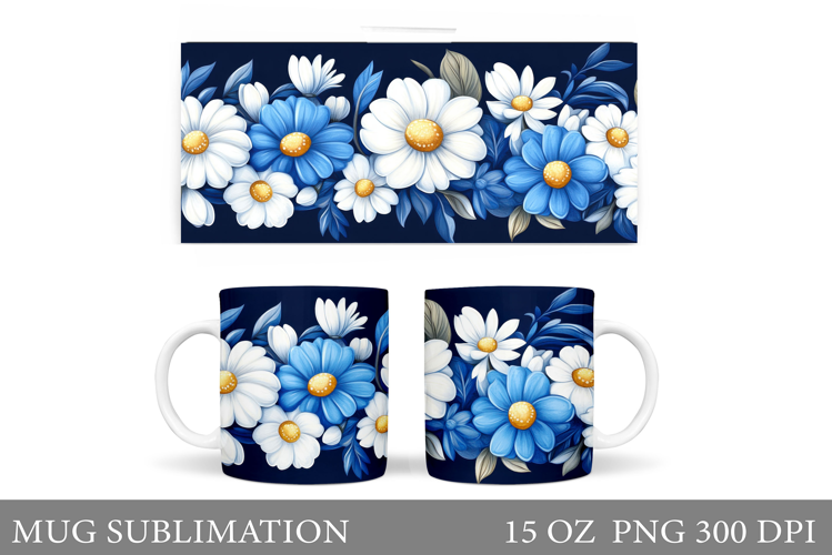Daisy Flowers Mug Design. Flowers Mug Sublimation