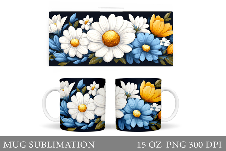 Flowers Mug Design. Floral Mug Sublimation