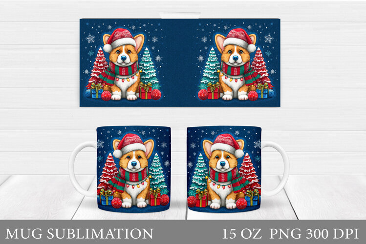 Christmas Dog Mug Design. Christmas Mug Sublimation example image 1