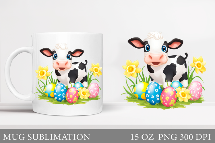 Easter Cow Mug Sublimation. Easter Mug Design