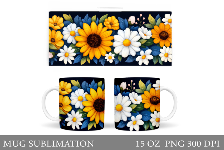 Flowers Mug Design. Floral Mug Sublimation