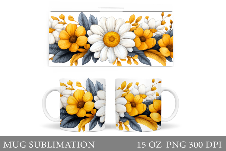 Flowers Mug Wrap Design. Flowers Sublimation