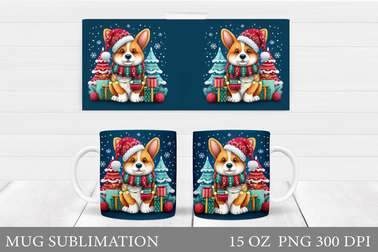 Christmas Dog Mug Design. Christmas Mug Sublimation example image 1