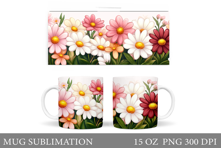 Flowers Mug Wrap Design. Flowers Sublimation