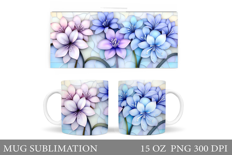 Floral Mug Sublimation. Flowers Mug Wrap Design