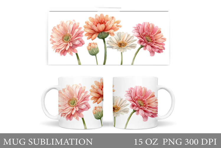 Floral Mug Sublimation. Flowers Mug Wrap Design