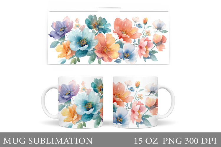 Flowers Mug Sublimation. Wildflowers Mug Design