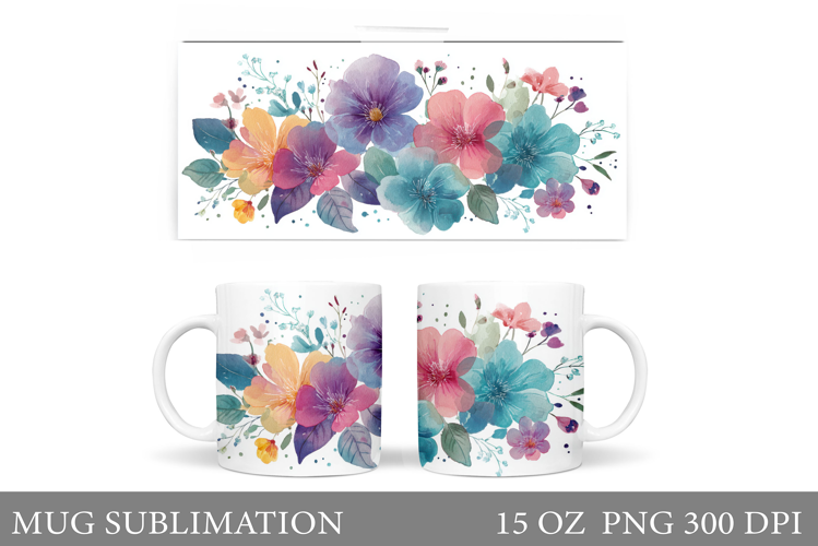 Flowers Mug Sublimation. Wildflowers Mug Design