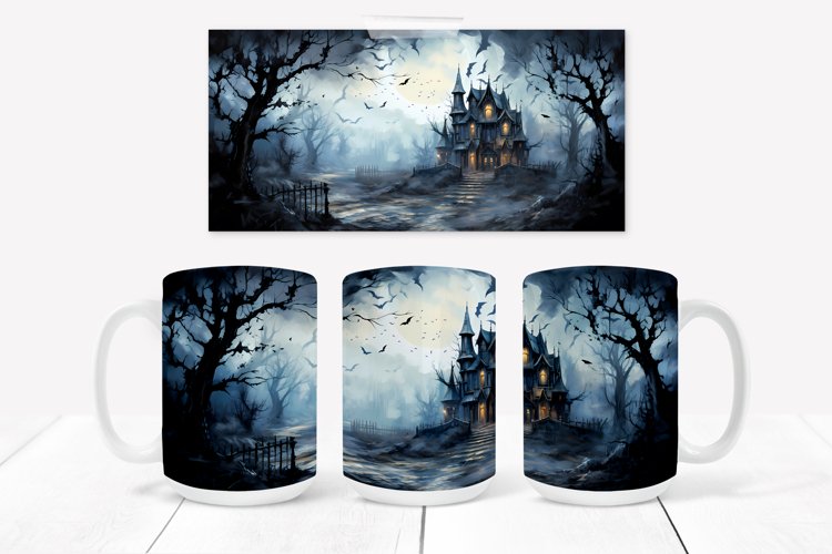 Halloween haunted house mug sublimation